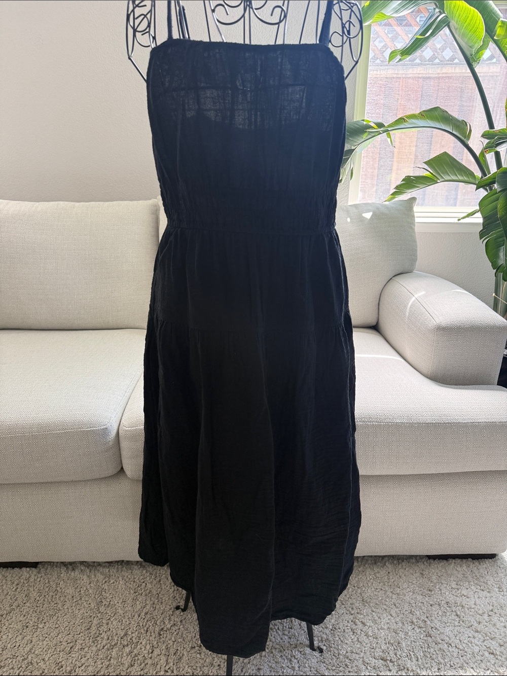Old Navy Black Midi Sundress with Spaghetti Straps
